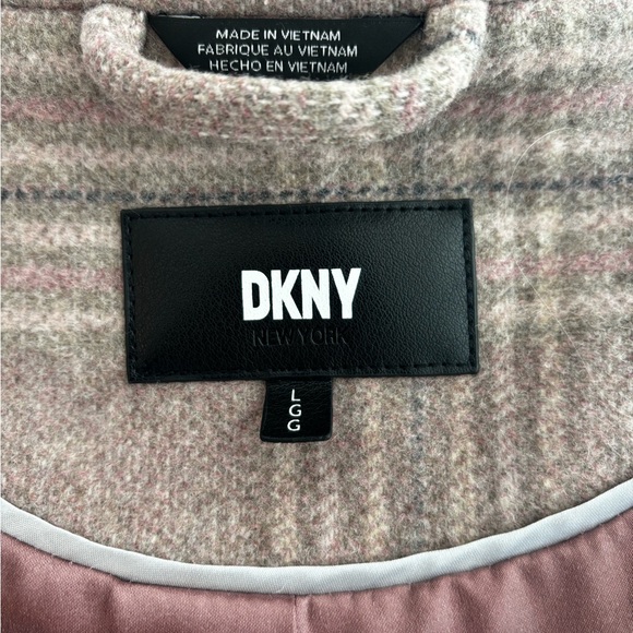 DKNY New York Plaid Wool Blend Coat – Blush Pink / Taupe - Picture 4 of 5